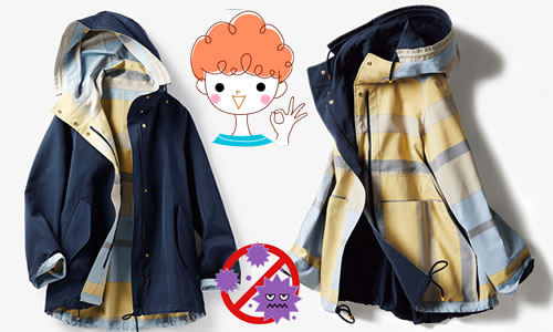 ドゥクラッセ 抗ウイルス二重織・フードショートコート／柄商品写真