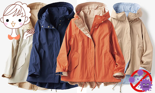 ドゥクラッセ 抗ウイルス二重織・フードショートコート商品写真