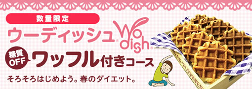 数量限定！春のダイエット「ウーディシュ6食　糖質OFFワッフル付きコース」