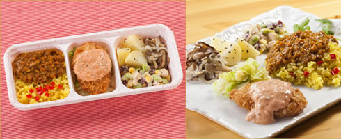 ウーディッシュ「キーマカレーとえびカツのオーロラソース」