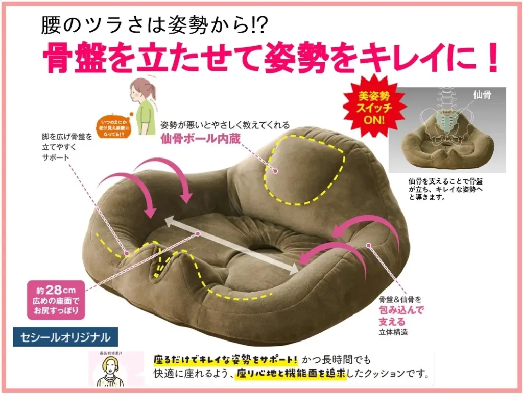 セシール『美姿勢スイッチ骨盤クッション』